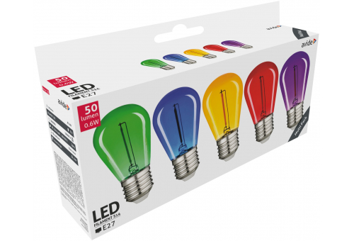 Dekor LED Filament fényforrás 0.6W E27 B5 (Zöld/Kék/ Sárga/Piros/Lila)