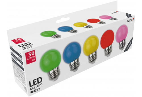 Dekor LED fényforrás G45 1W E27 B5 (Zöld/Kék/Sárga/ Piros/Rózsaszín)