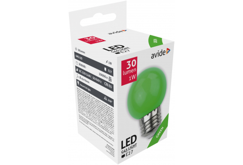 Dekor LED fényforrás G45 1W E27 Zöld
