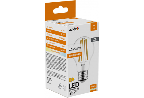 Avide LED Filament Globe 9W Dimmable E27 360° NW