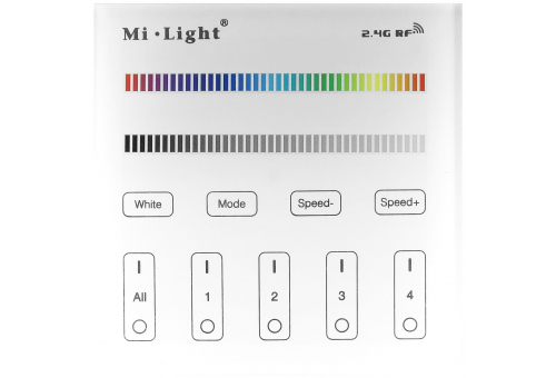 LED Szalag 12V RGB+W 4 Zónás RF Beépíthető /AC180-240V/ Érintőpaneles Távirányító